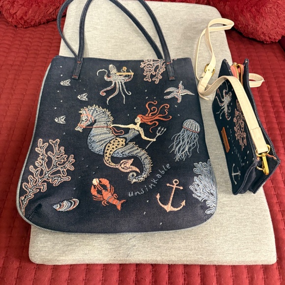 Spartina 449 Large Unsinkable Mermaid Bag & Crossbody Bag - Picture 4 of 12